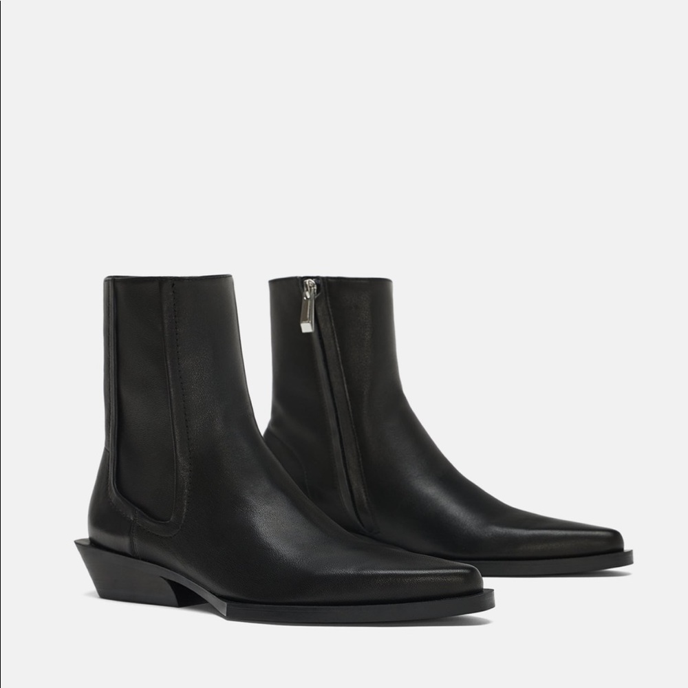 Zara Genuine Leather Cowgirl style boots